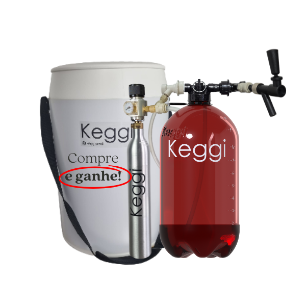 Chopeira 10 Litros PET Keggi ambar com cilindro de 0,6l e torneira Keggi