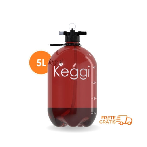 Barril de Chopp 5 Litros PET Keggi âmbar (+base)