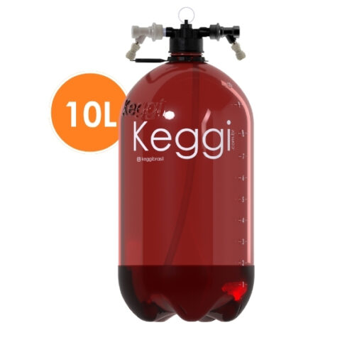 Barril de Chopp 10 Litros âmbar PET Keggi+base +ball-lock