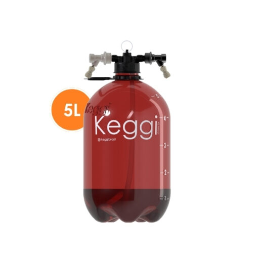 Barril de Chopp 5 Litros PET Keggi ambar +base +ball lock
