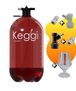 Kit Barril de Chopp 10 Litros âmbar PET Keggi+base +ball-lock