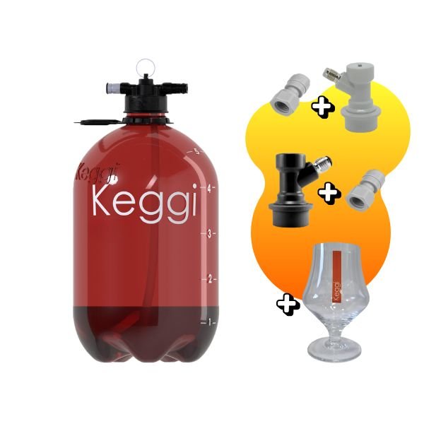 Kit Barril de Chopp 5 Litros PET Keggi ambar +base +ball lock