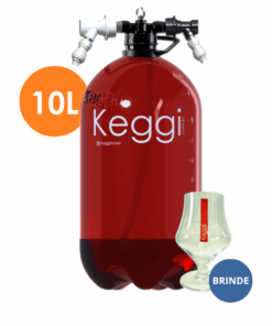 Barril de Chopp 10 Litros âmbar PET Keggi+base +ball-lock