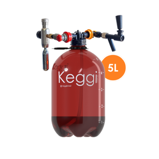 5l Chopeira PET Keggi ambar com cilindro de 16G e torneira Keggi