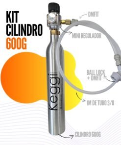 Kit, cilindro CO² recarregável 600g, regulador, ball lock, engate rápido